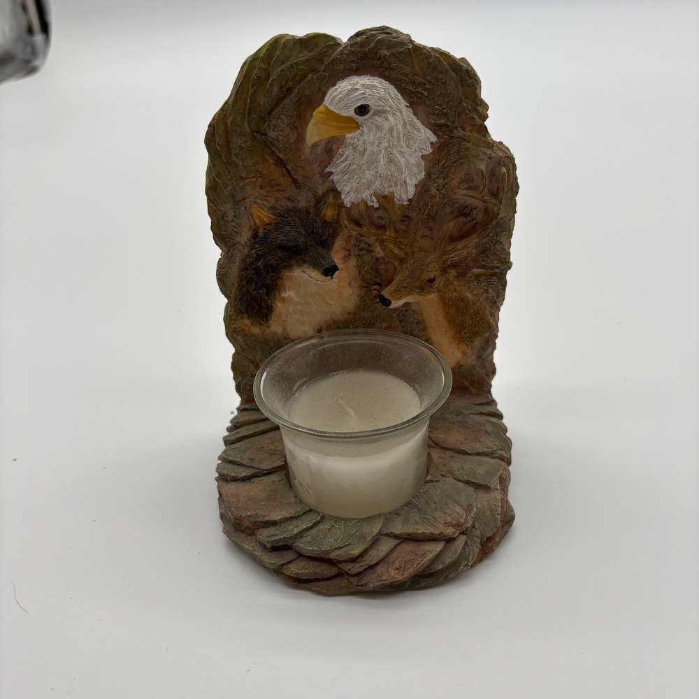 Resin Wildlife Candle Holder Eagle Wolf Deer Nature Themed Home Decor